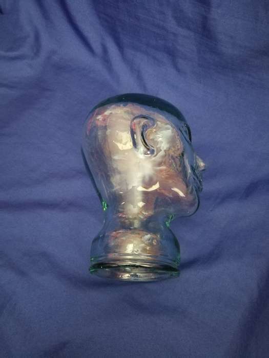 Thick Clear Glass Mannequin Head for Display / Art / Decor- Vintage