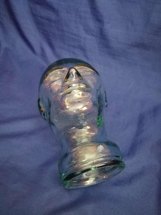 Thick Clear Glass Mannequin Head for Display / Art / Decor- Vintage