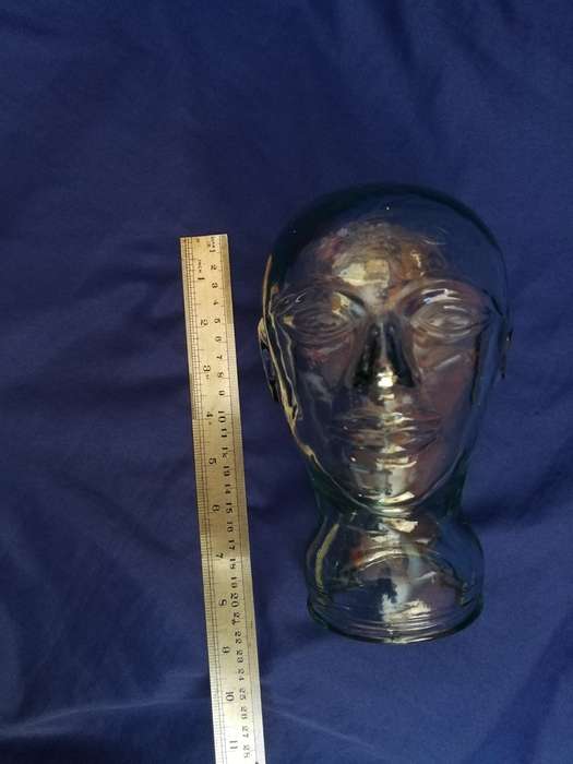 Thick Clear Glass Mannequin Head for Display / Art / Decor- Vintage