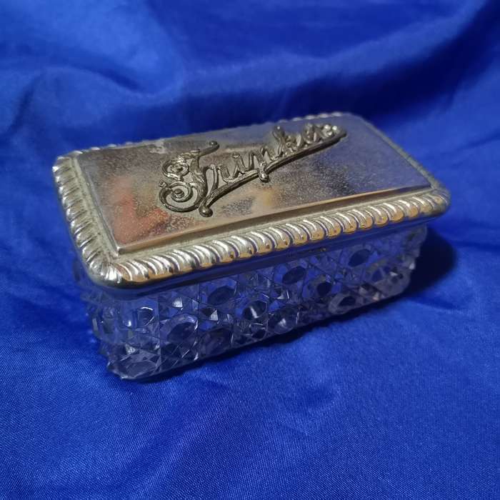 Vintage Cut Glass and Silver Lid Box. British Make - Trinket box