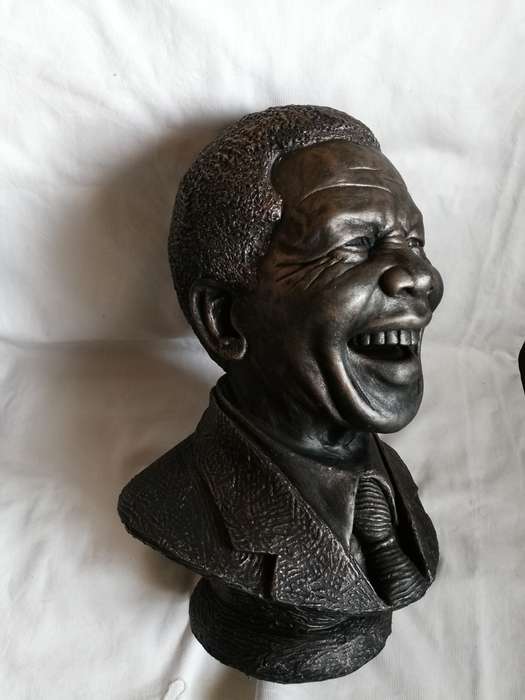 Nelson Mandela Sculptures Metallic Finished Nelson Mandela Mini-Bust Statue- 500mm tall.
