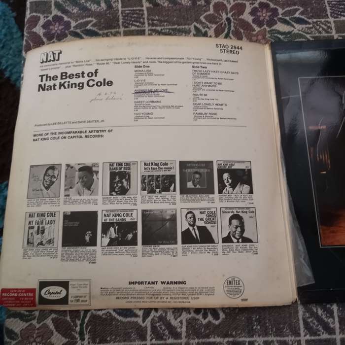 Nat King Cole 2 Albums- Sold Together- Ideal for wall frame or LP Player
