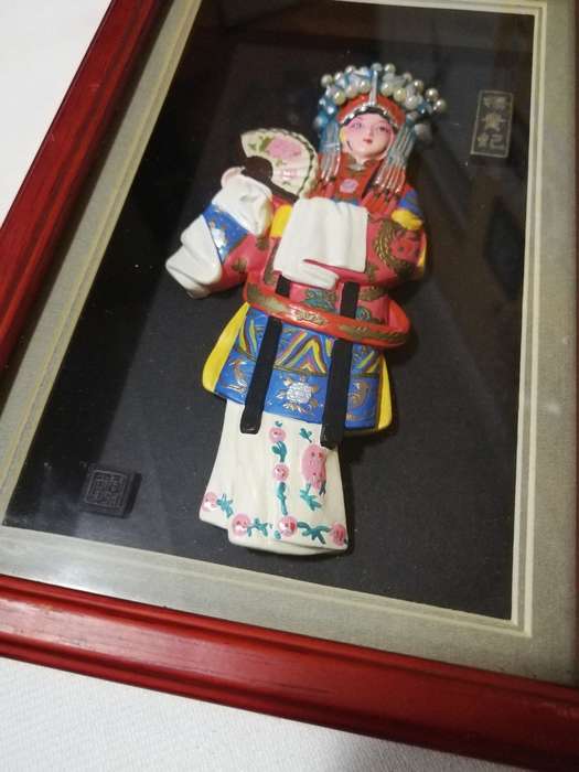 Chinese Hand Painted Lacquer Mask of Princess Yang Gui Fei Statue in box frame- Vintage