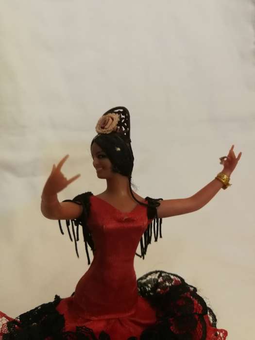 Vintage Doll MARIN Chiclana collectible folklore doll from Spain Red dress. 80s