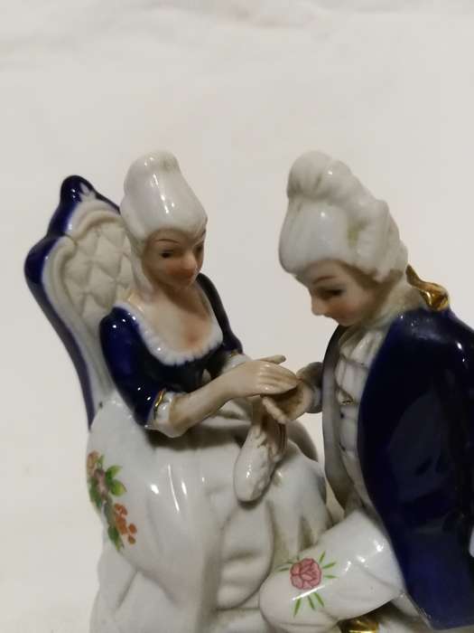 Vintage Colonial Victorian Man Woman Porcelain- Handmade & Handpainted