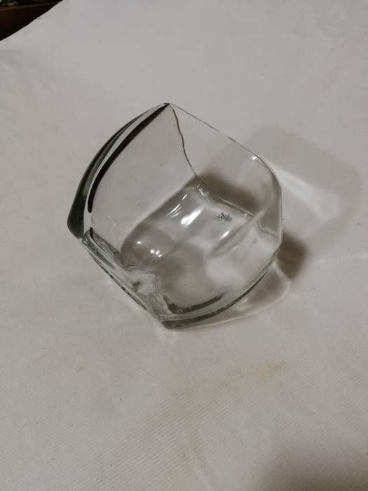 Glass Clear Votive Curved Tapered Square Candy Bowl Vase- Unused