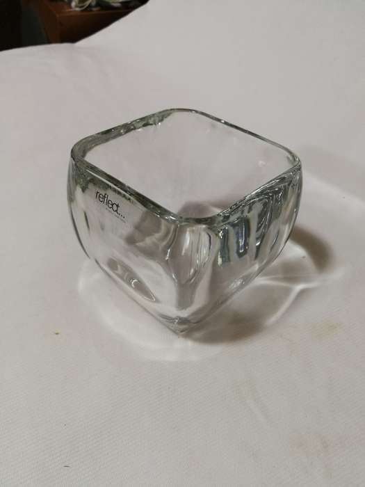 Glass Clear Votive Curved Tapered Square Candy Bowl Vase- Unused