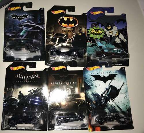 Complete collection of 6 super rare batmobile hotwheels