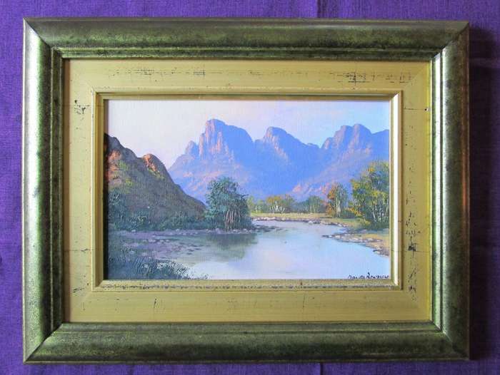 Donita Benzien, oil painting, Bergriver, Gordon`s - Bay, Cape Town with certificate