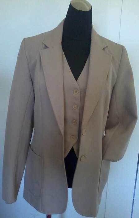 Two piece Jacket and Waist cote set. Fully lined. Beige. Size 34.