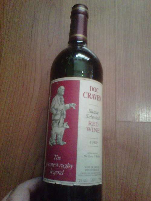 Doc Craven - 1989 Red Wine - Rugby Colectable