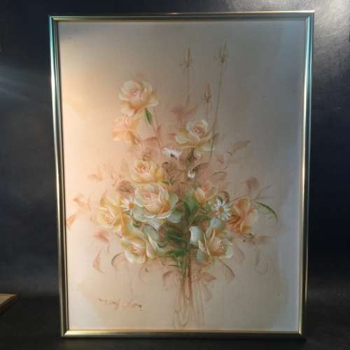 Framed Original Still Life Flowers on Board (Signed - 700 x 450)