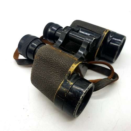 Vintage Military Leather and Brass Wollensak 6 x 30 Binoculars (Display)