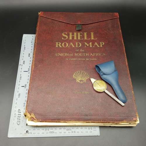 RARE!!! Original 1930's Vintage SHELL Road Map of the UNION Of South Africa - With Map Measure!!!
