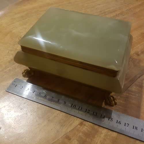 Original Alabaster Jewelry/Trinket Box Combo With Brass Feet!!!
