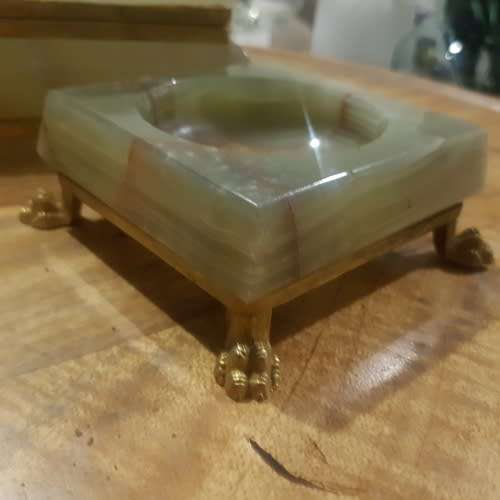 Original Alabaster Jewelry/Trinket Box Combo With Brass Feet!!!