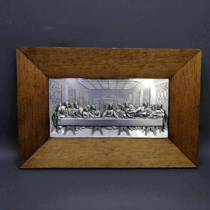 Framed Silver-plate Pressed Metal Depiction of the last supper!!!