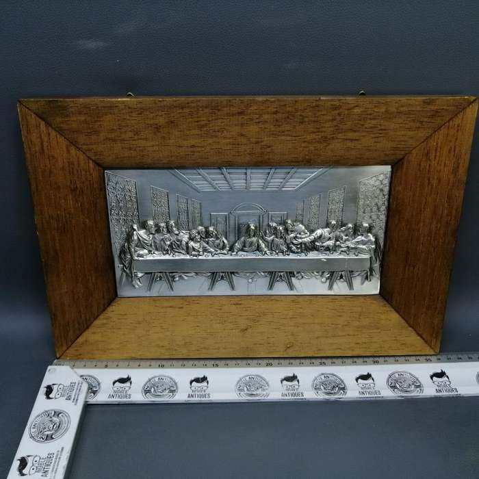 Framed Silver-plate Pressed Metal Depiction of the last supper!!!