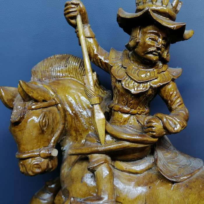 Large Vintage Mongolian Carving Depicting A Bull Kill From Horse Back!!!