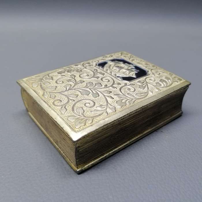 Antique Silverplate Book Shaped Maritime Themed Trinket Box !!!