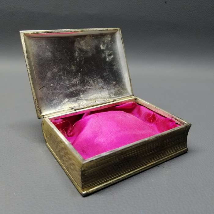 Antique Silverplate Book Shaped Maritime Themed Trinket Box !!!