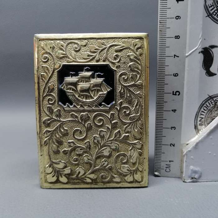 Antique Silverplate Book Shaped Maritime Themed Trinket Box !!!