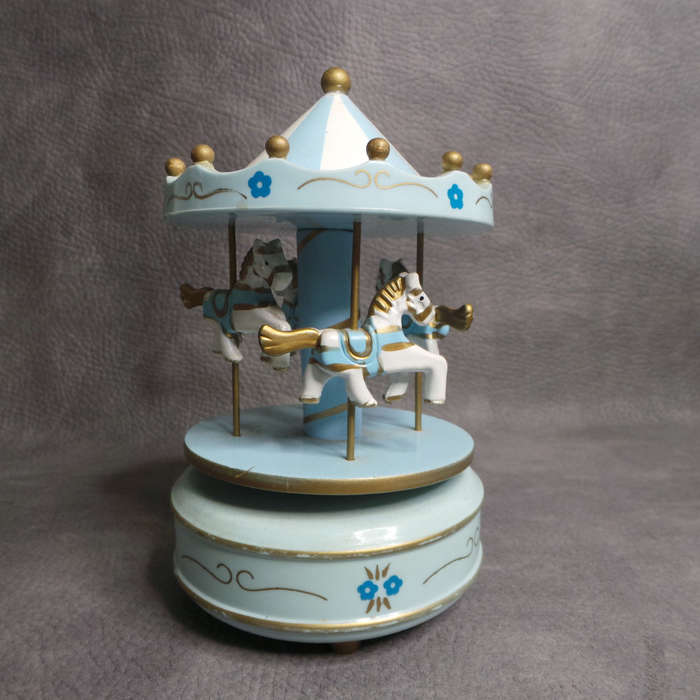 Original Hand Crafted Wood Music Box Merry Go Round!!! Working!!!