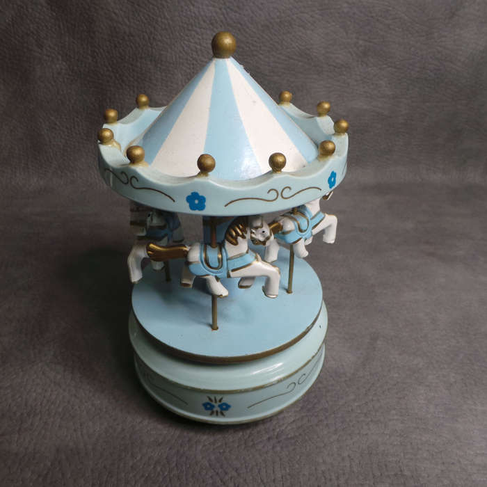 Original Hand Crafted Wood Music Box Merry Go Round!!! Working!!!