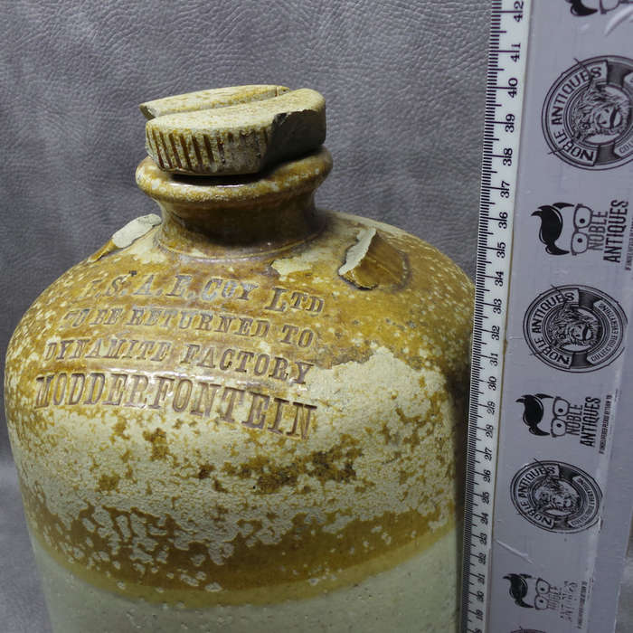 SUPER RARE!!! Massive Doulton Co Modderfontein Dynamite Factory Stone Ware Jug!!! 420mm