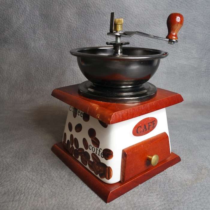 Super Cool!!! Wood and Porcelain Coffee Grinder!!! - Like New, Working!!!