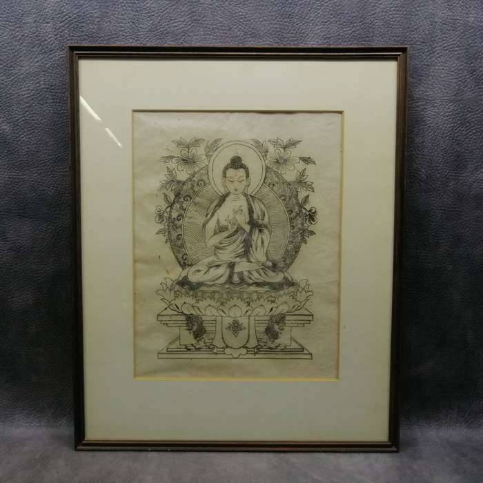 Fantastic!!! Detailed Oriental Mono Block Print on Thin Silk Paper!!! 500mm x 410mm (1)