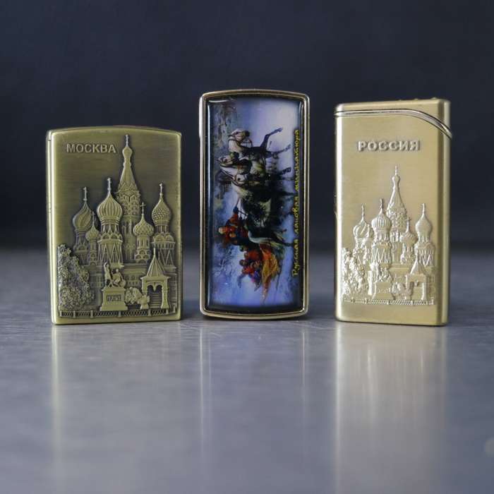 Original Russian Brass Novelty Lighter Collection - Tested, Will Need Refilling