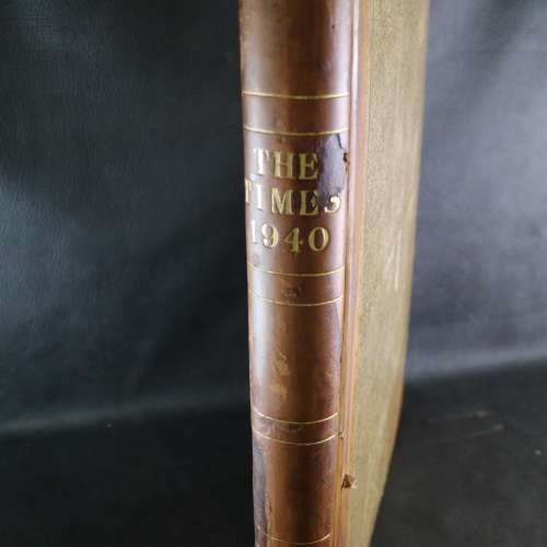 SUPER RARE!!! WWII The Times Newspaper 1940 Leather and Card Bound Collection - 62x48cm YoYo 4 Size!