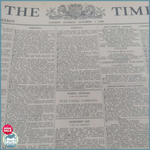 RARE!!! WWII The Times Newspaper Oct-Dec 1940 Leather and Card Bound Collection - 62x48cm (2/11)