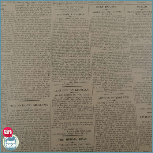 RARE!!! WWII The Times Newspaper Oct-Dec 1940 Leather and Card Bound Collection - 62x48cm (2/11)