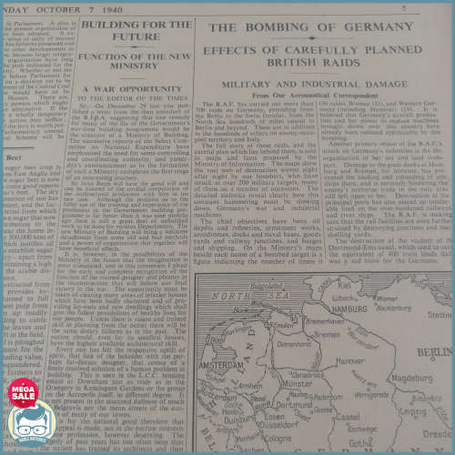 RARE!!! WWII The Times Newspaper Oct-Dec 1940 Leather and Card Bound Collection - 62x48cm (2/11)