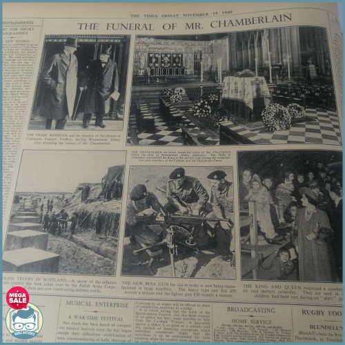 RARE!!! WWII The Times Newspaper Oct-Dec 1940 Leather and Card Bound Collection - 62x48cm (2/11)
