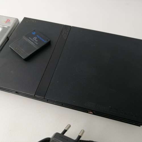 Original Playstation 2 Black Slimline Console, Remote and Game!! No TV Cable, Working!!!