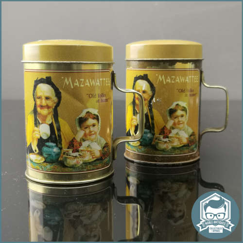Vintage Lithographed Tin Mazawattee Salt and Pepper Shakers!!!