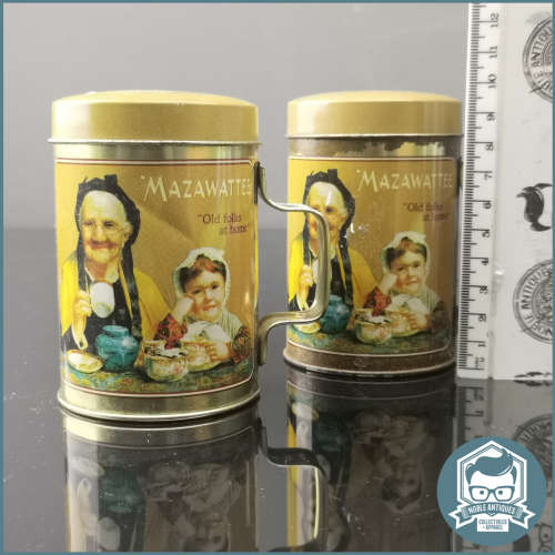 Vintage Lithographed Tin Mazawattee Salt and Pepper Shakers!!!
