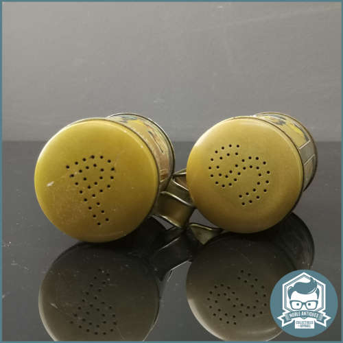 Vintage Lithographed Tin Mazawattee Salt and Pepper Shakers!!!