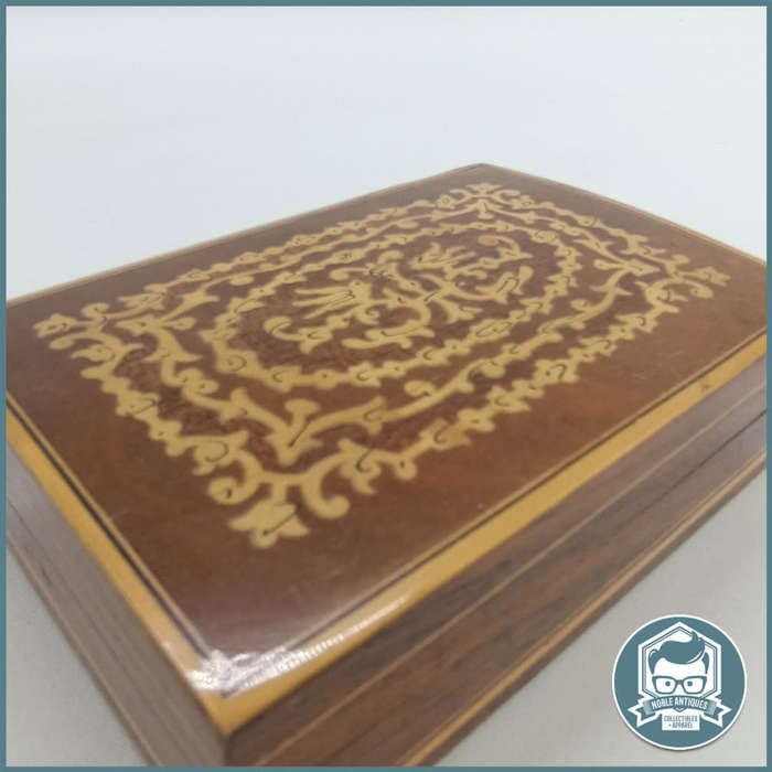Highly Detailed Walnut and wood Inlay Reuge Swiss Trinket Box!!!