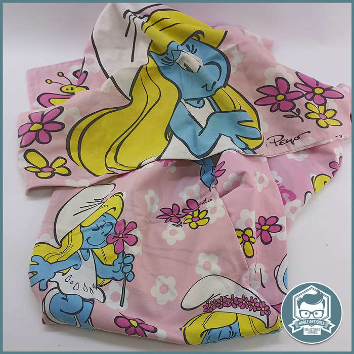 Original Vintage 80s Peyo Smurfette Bedding!!! Cushion and Duvet Cover!!!