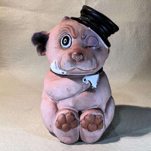 Vintage Porcelain Bulldog Jewelry Bowl (Head Removes)