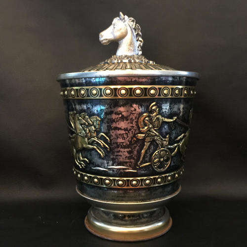 Vintage Highly Ornate Metal Tobacco Jar