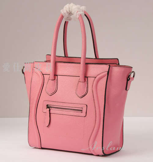 Genuine leather smile bag, lady handbag. Size small. color cherry pink. Stock in ZA