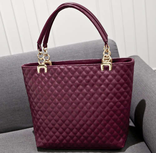 Elegant bucket mental chains woman's handbag, with strape. Maroon color. no custom fee