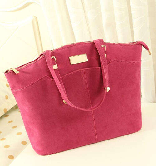 Nubuck leather large capacity handbag. Rose color. Stock in ZA