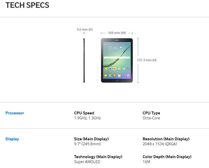 *BRAND NEW* Samsung Galaxy TAB S2 T815 - 9.7" 2048 x 1536 AMOLED WiFi, LTE, HSPA+ TABLET