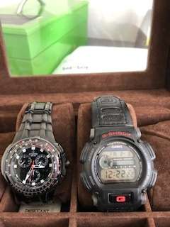 2 watches in watch box